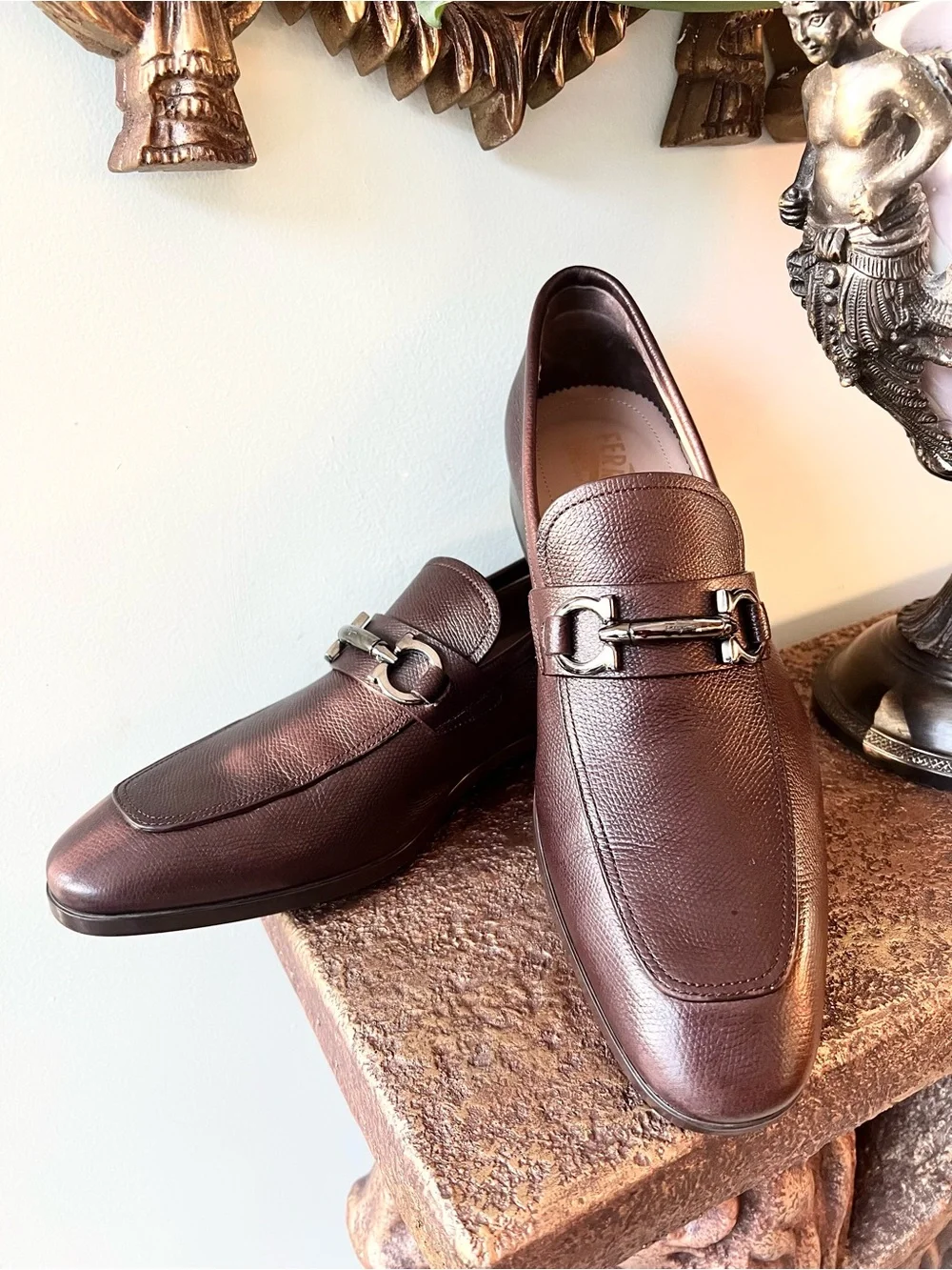 Salvatore Ferragamo Men's Dark Brown Leather Bit Loafers